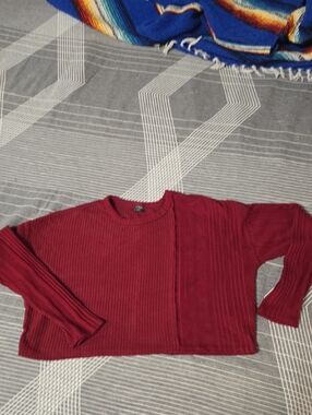 Wild Fable Ribbed Crewneck Sweater - Burgundy